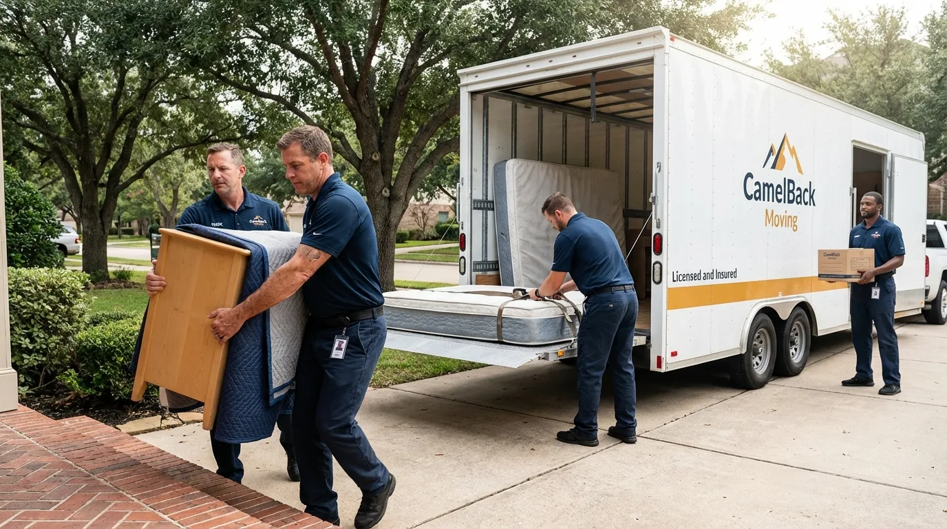 Crew loading residential truck for cross-state move from Ridgefield Park, NJ