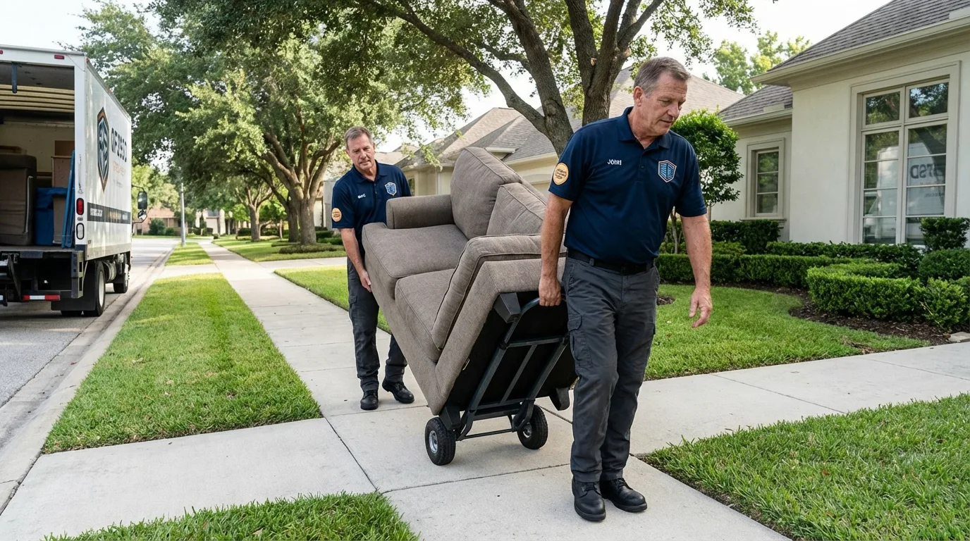 Local residential moving crew loading furniture in Ridgefield Park, NJ