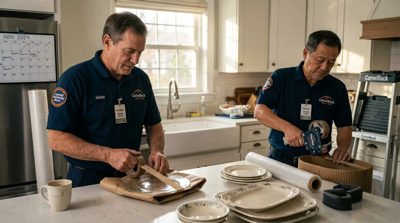 Professional crew packing kitchen dishware in Ridgefield Park, NJ