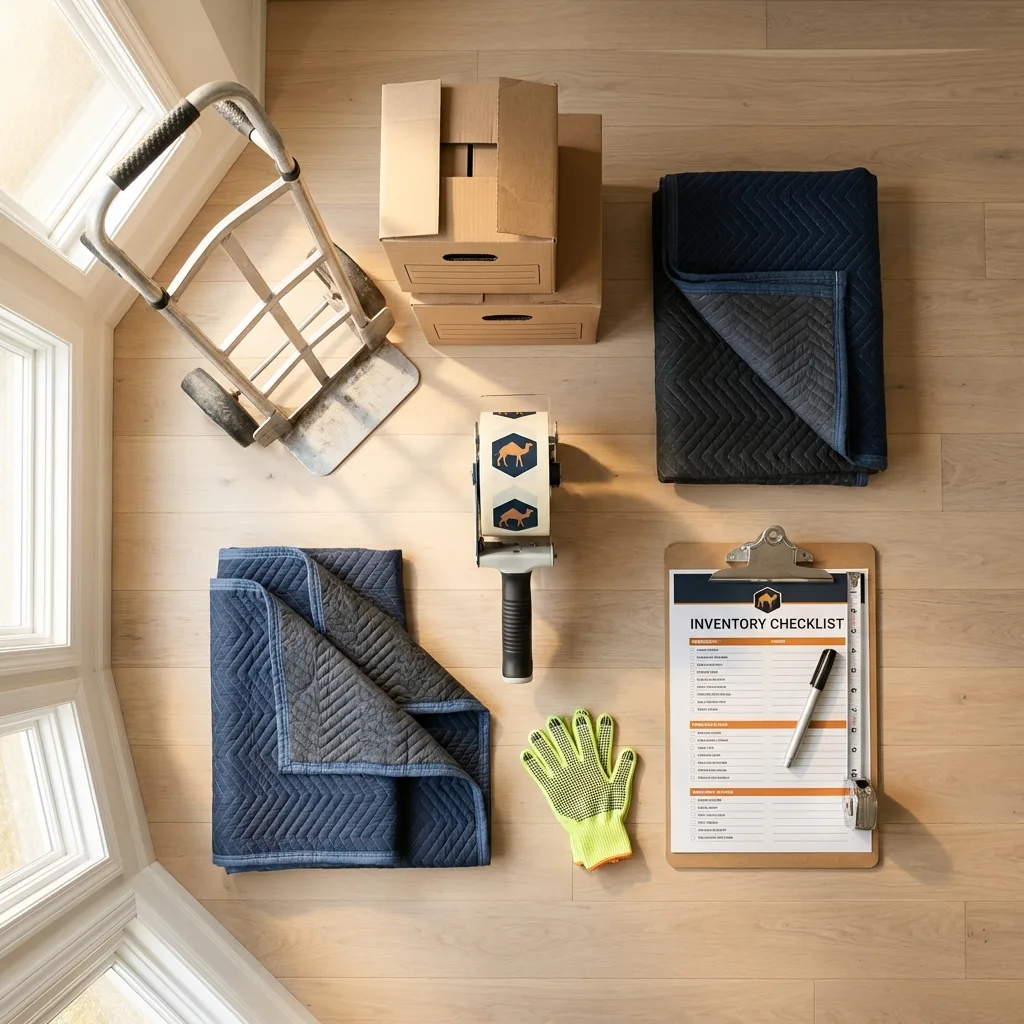 Professional moving supplies and packing materials layout for Ridgefield Park residential relocations